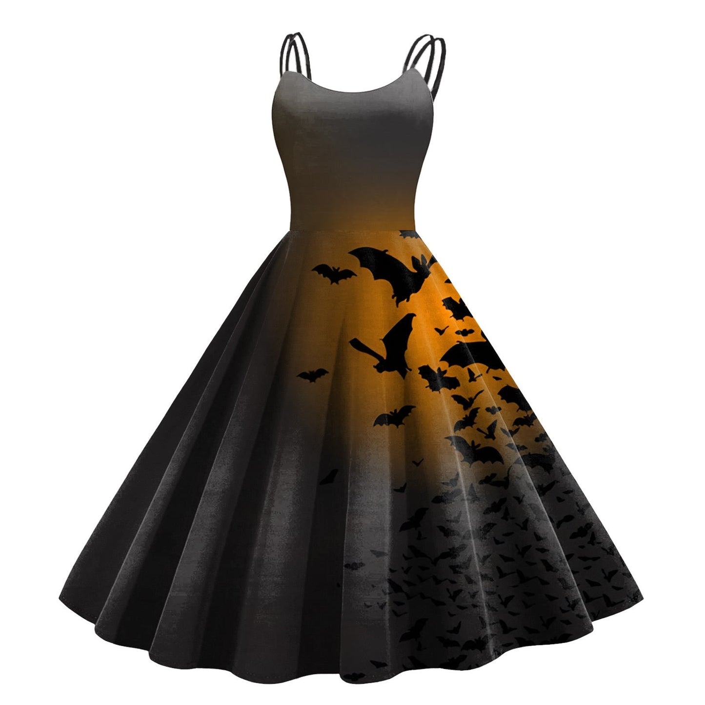 Women's Vintage Chiffon Halloween Print Sleeveless Party Dress