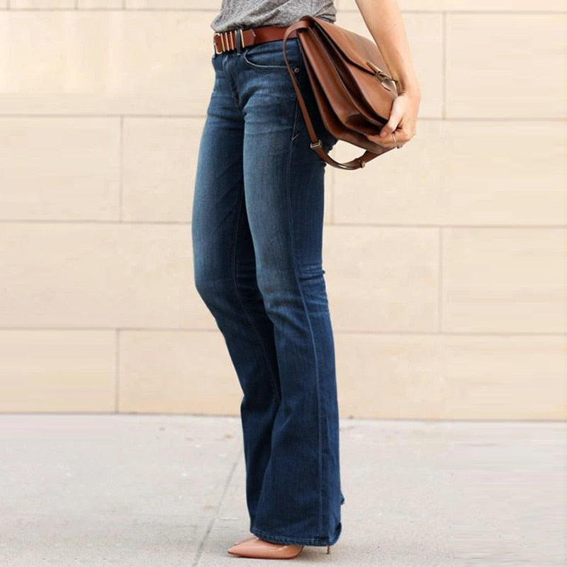 Women's Skinny Flare Denim Jeans - fittedfortheoccasion