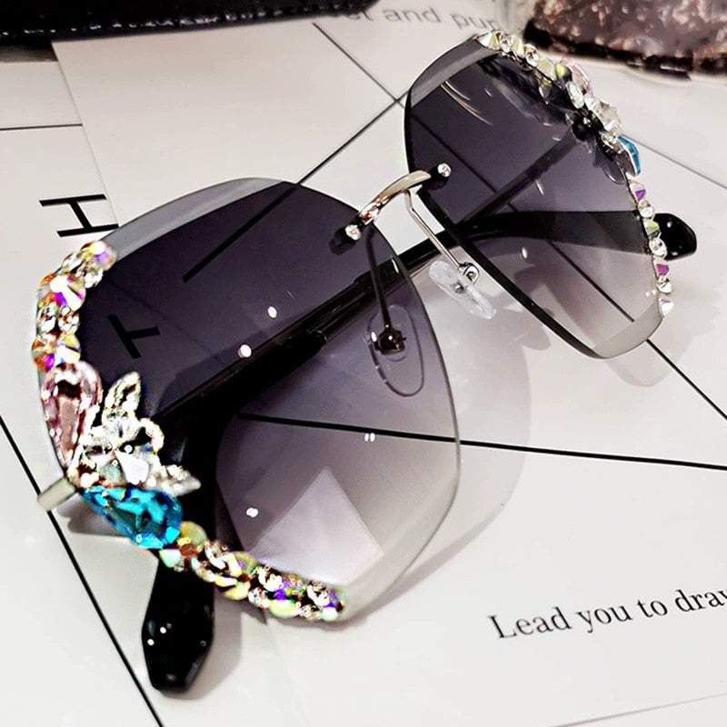 Women's Sexy Diamond Rimless Sunglasses - fittedfortheoccasion