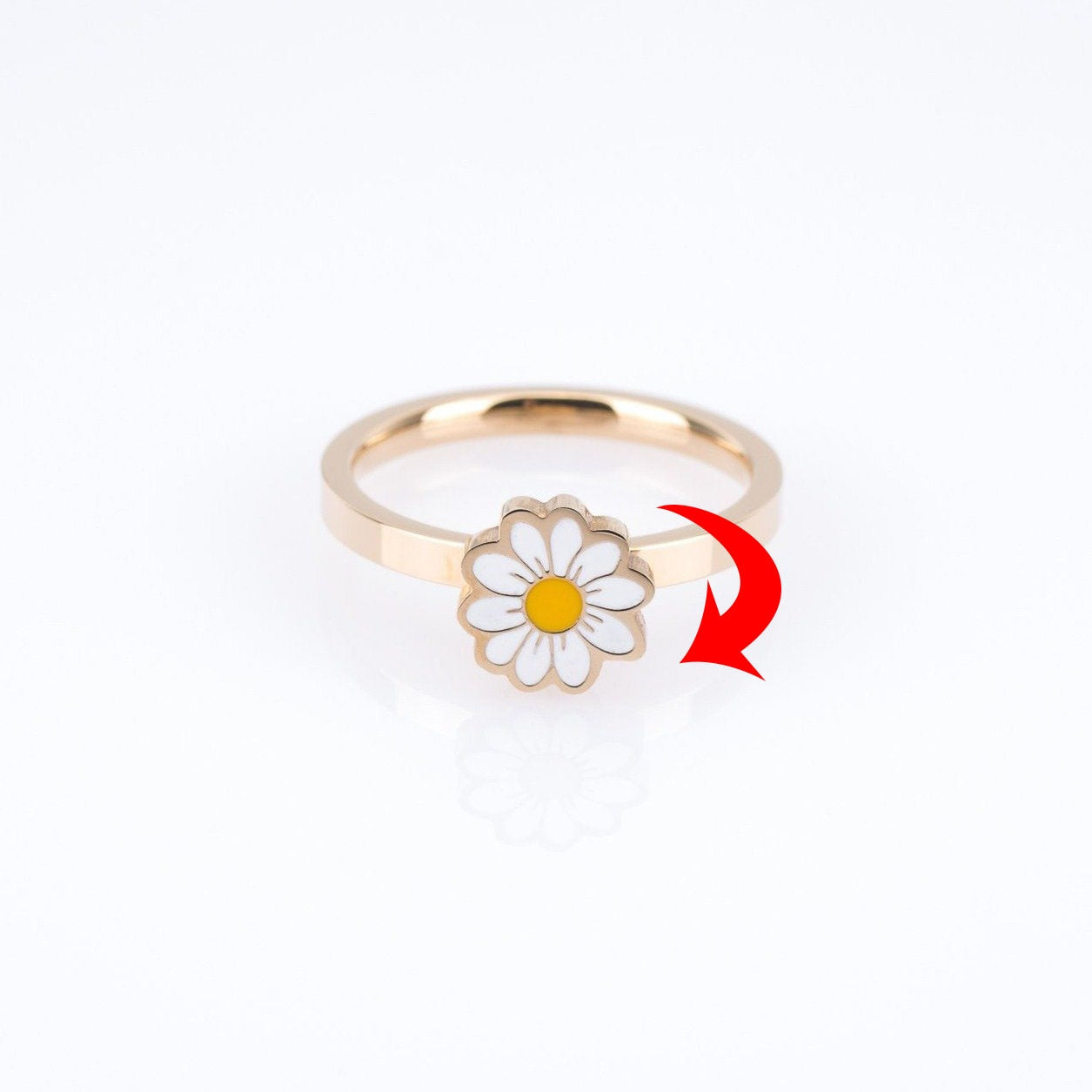 Women's Delicate Daisy Fidget Spinner Ring - fittedfortheoccasion