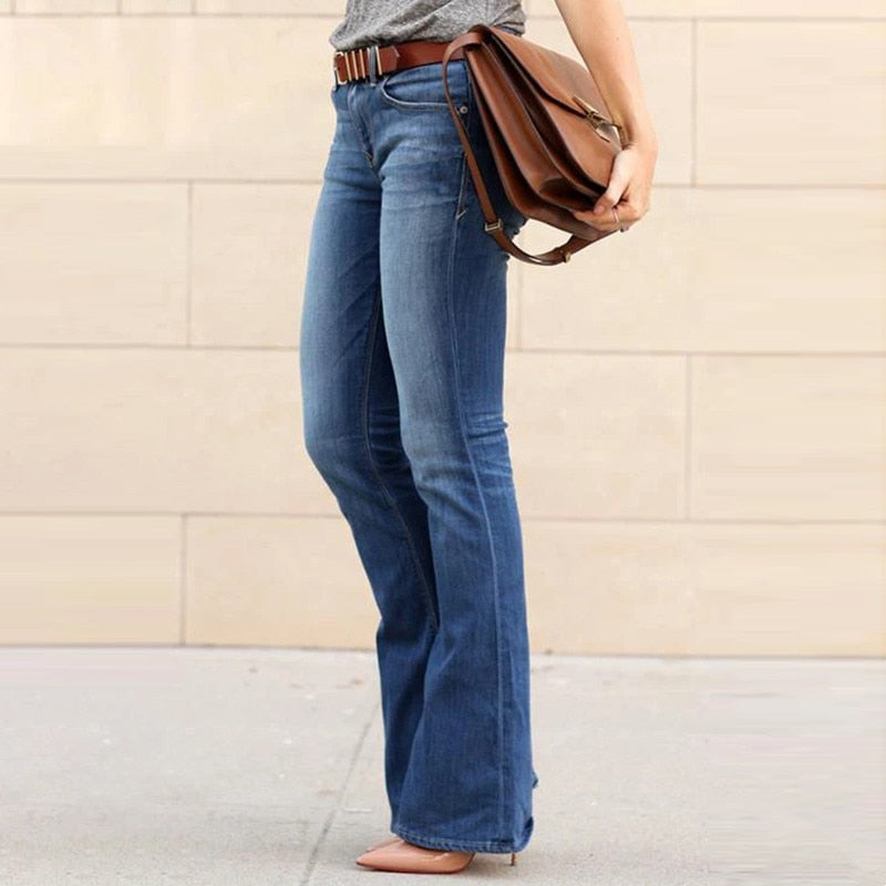 Women's Skinny Flare Denim Jeans - fittedfortheoccasion