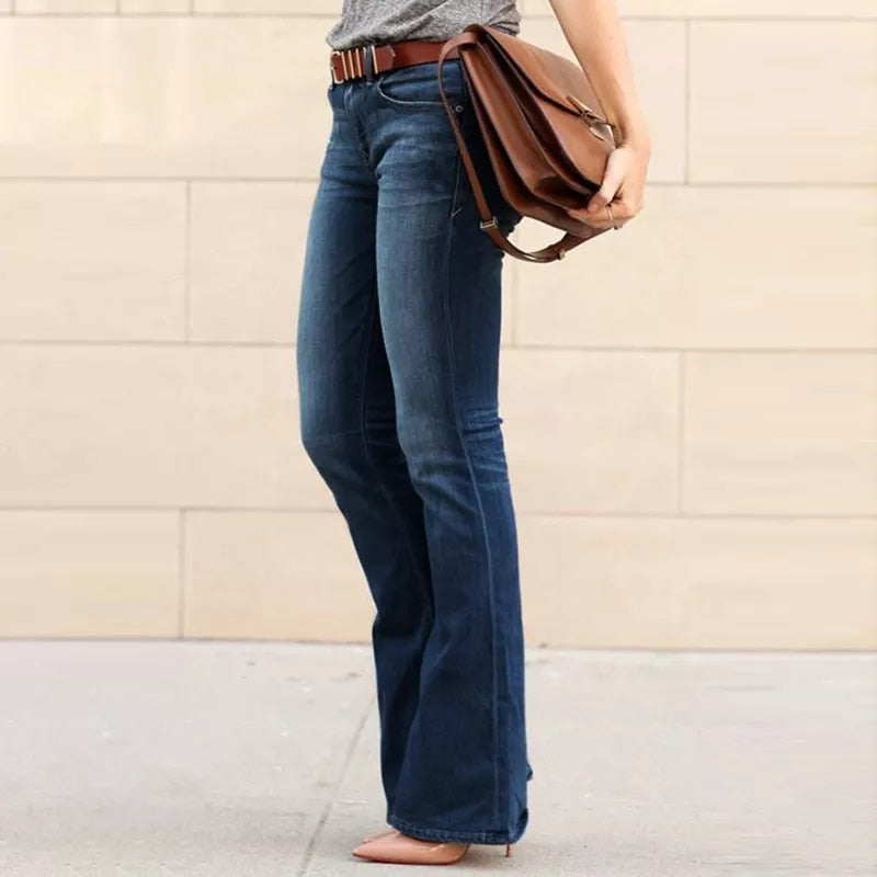 Women's Skinny Flare Denim Jeans - fittedfortheoccasion