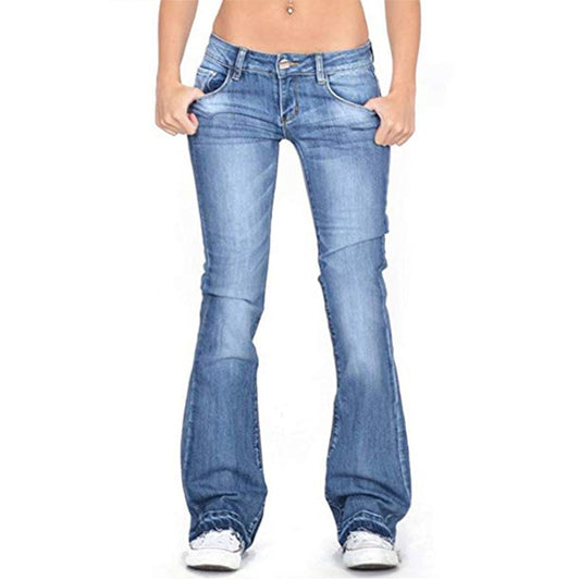 Women's Low Waist Flared Denim Jeans