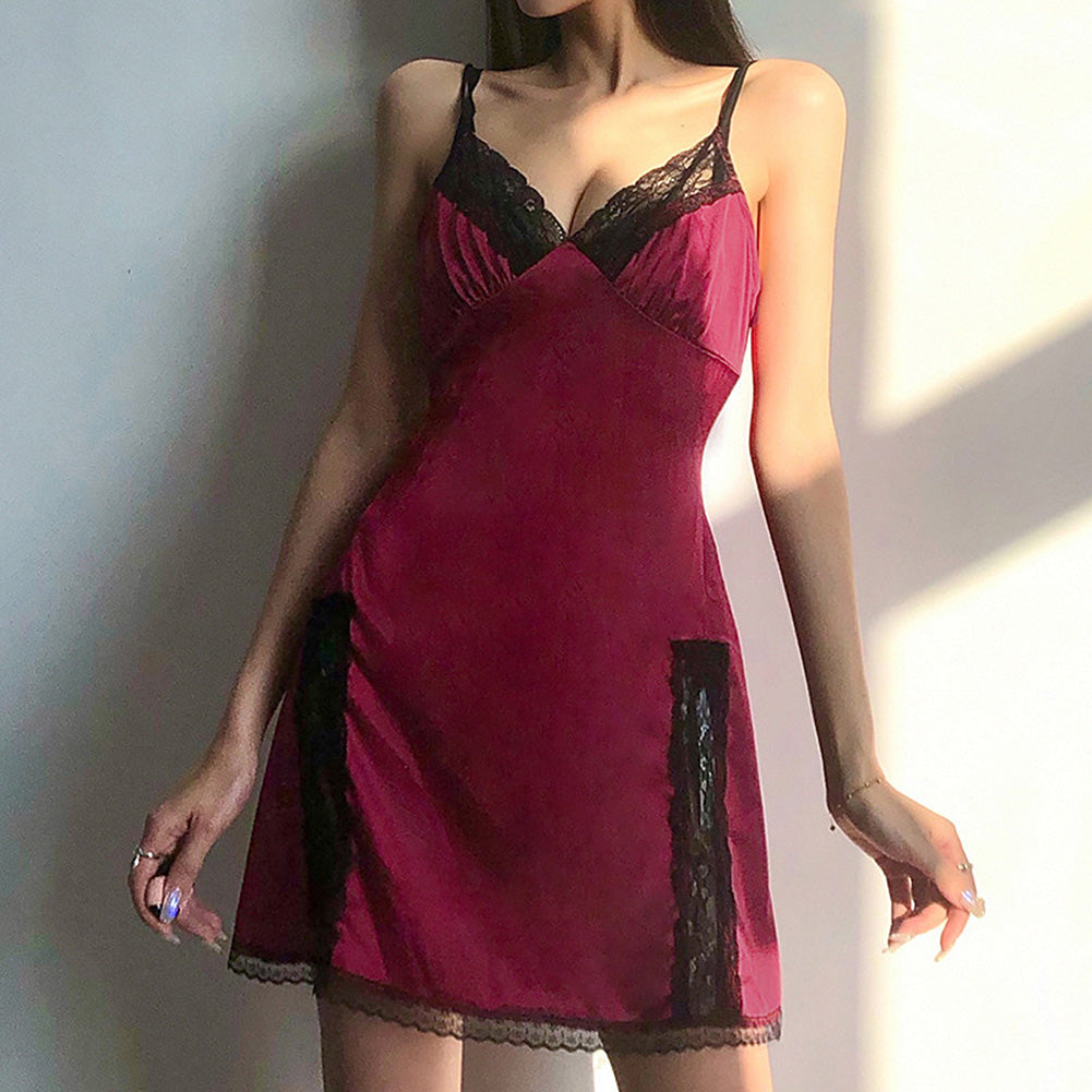 Women's Sexy Satin Dress-Lingerie - fittedfortheoccasion