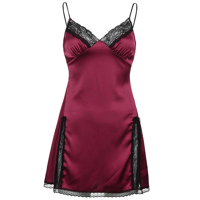 Women's Sexy Satin Dress-Lingerie - fittedfortheoccasion