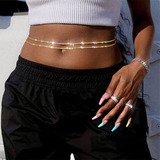 Women's Rhinestone Chain Belt - fittedfortheoccasion